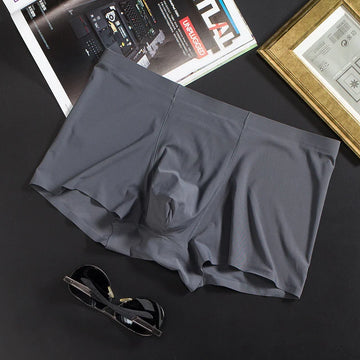 Riolio Seamless Ice Silk Underwear Men's Ultra-thin Boxer Shorts One-piece Mid-waist Summer Panties Trunk